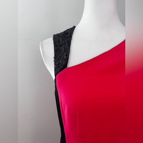 Sachin + Babi NWT Vegas Silk pink and black Cocktail Dress Sequin Shoulder 4 - Picture 5 of 13